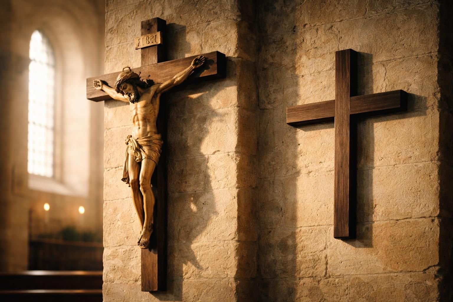 Croix dans une église : pourquoi voit-on parfois un crucifix et parfois une croix ?